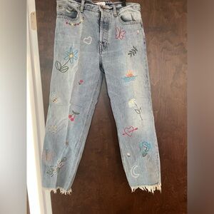 The Great embroidered Jeans fringe hem